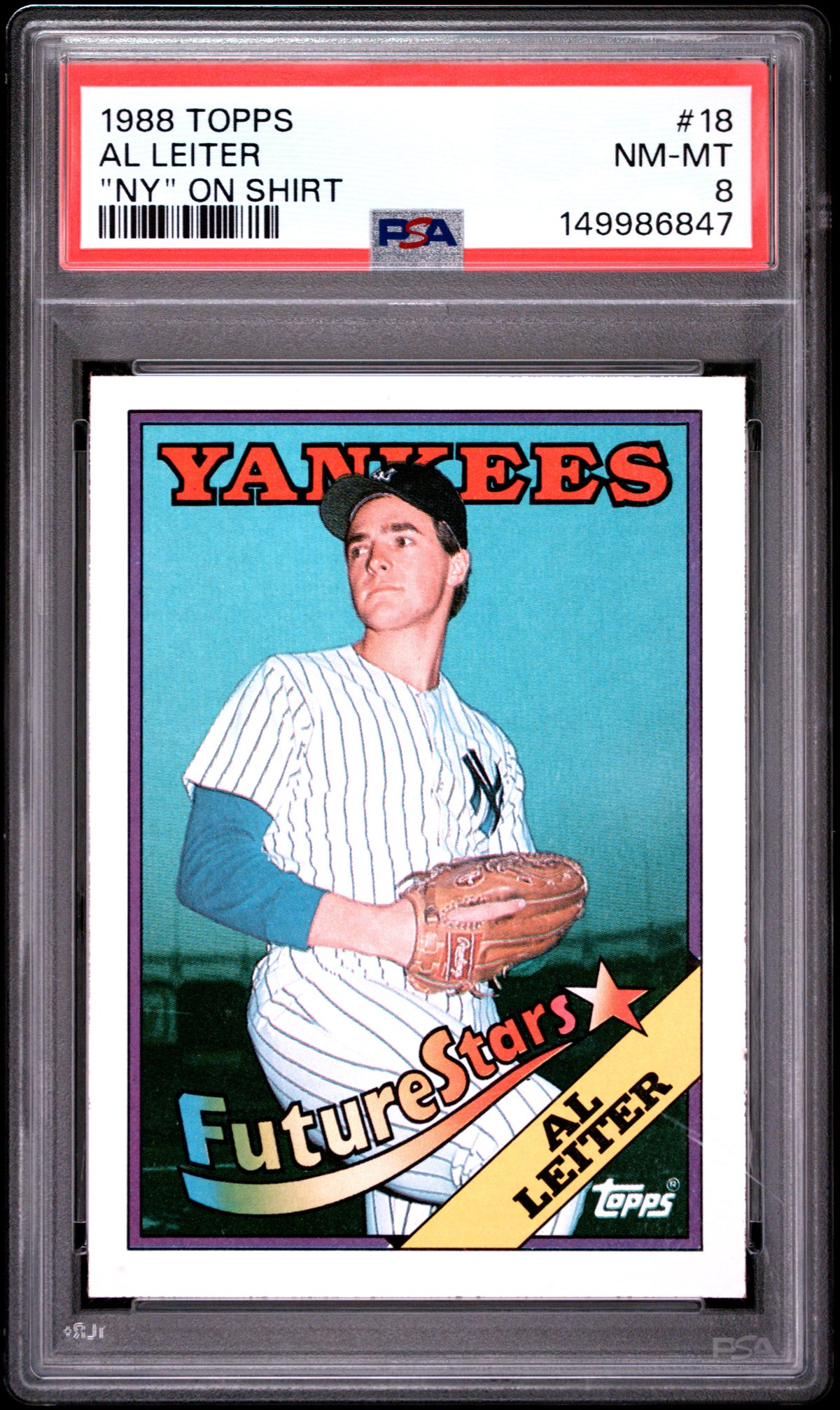 1988 Topps #18b Al Leiter PSA 8 Error Card