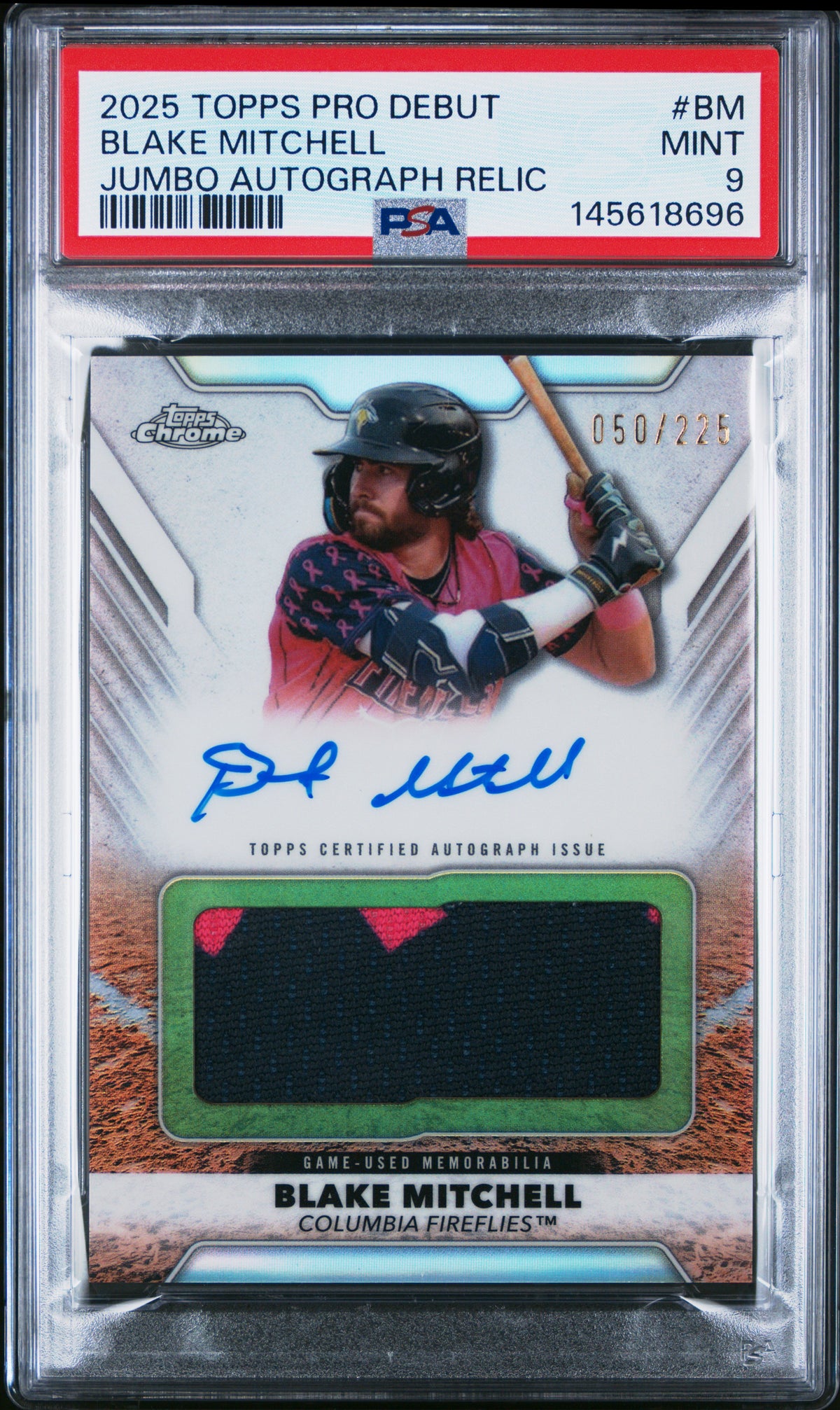 2025 Topps Pro Debut #PDJAR-BM Blake Mitchell Pro Debut Jumbo Relic Auto /225