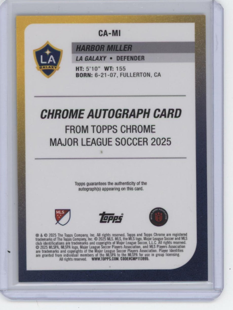 2025 Topps Chrome MLS #CA-MI Harbor Miller Chrome Autographs Gold Refractor #/50