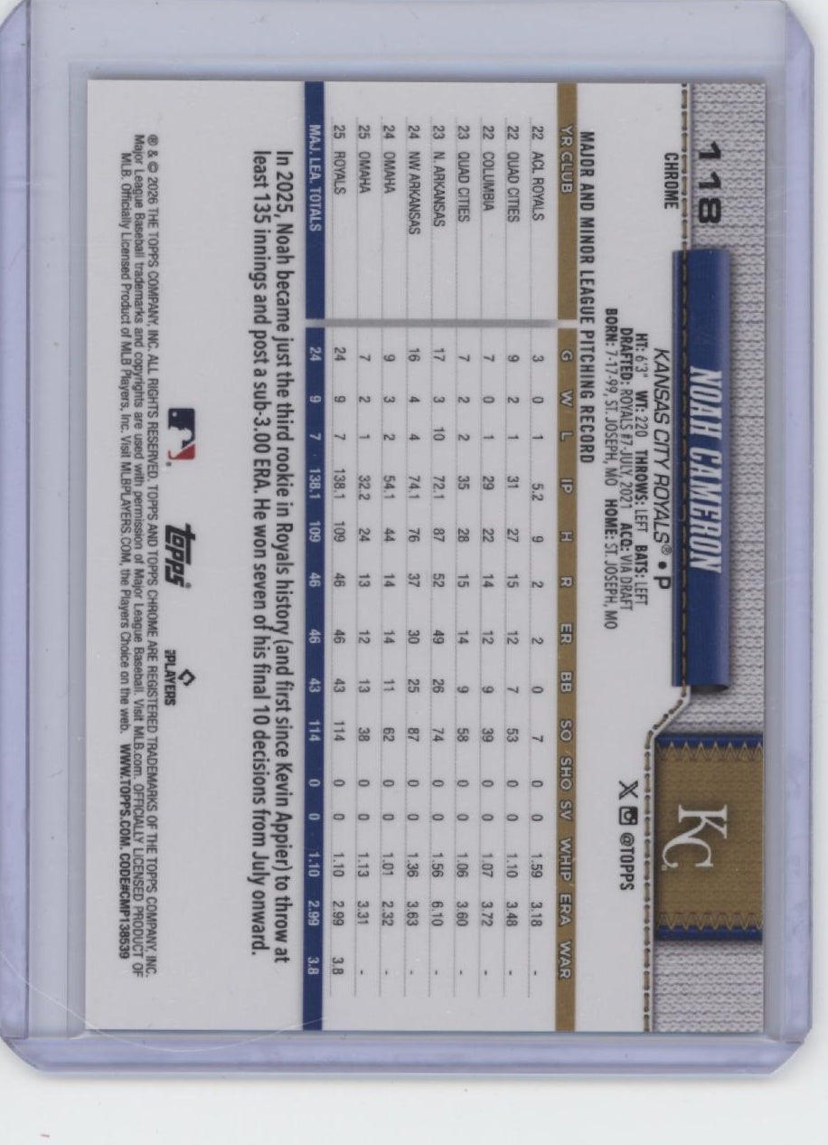 2026 Topps #461 Noah Cameron Orange Diamante Foil #/25