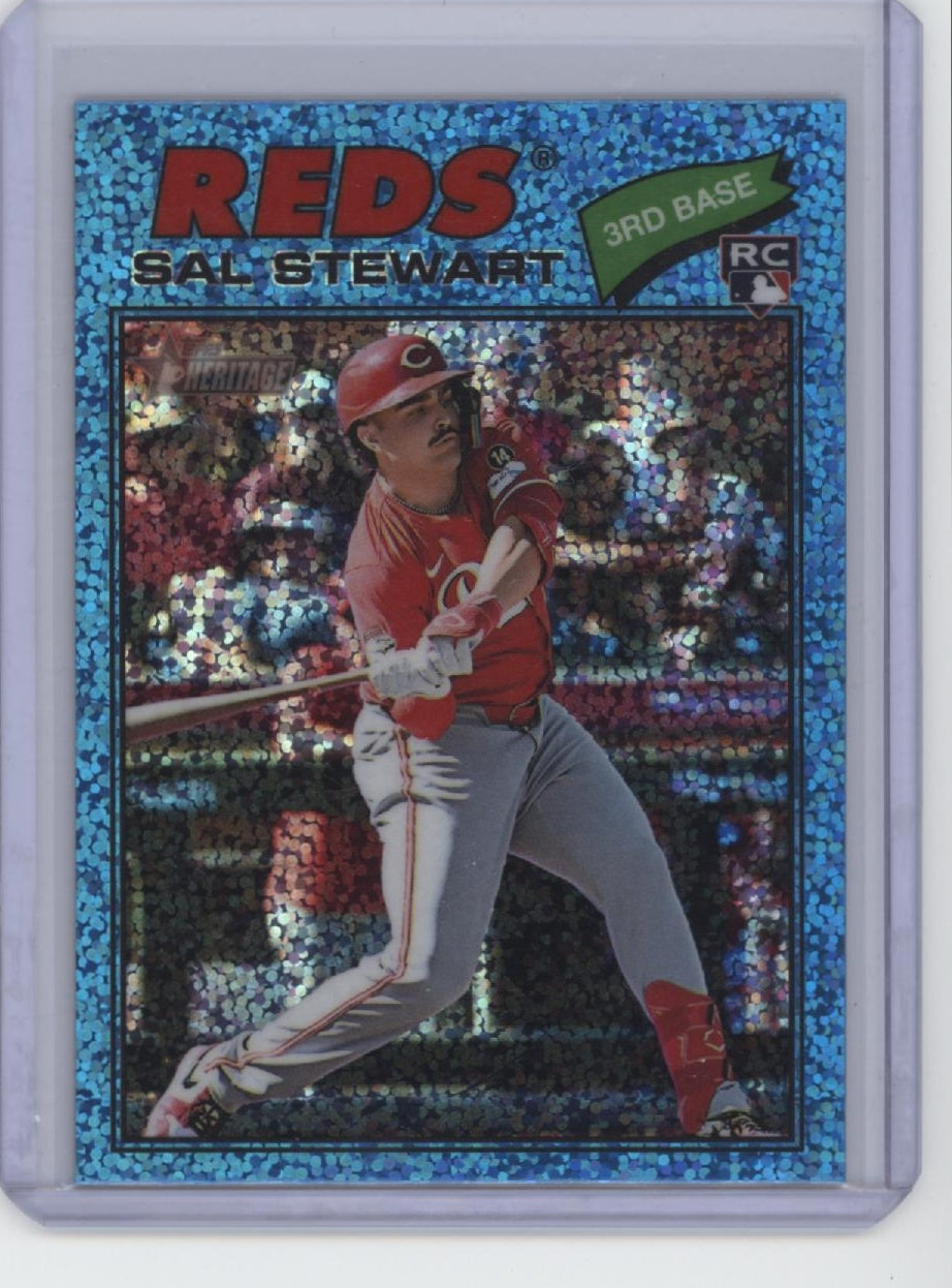 2026 Topps Heritage #221 Sal Stewart Chrome Light Blue Sparkle Refractor