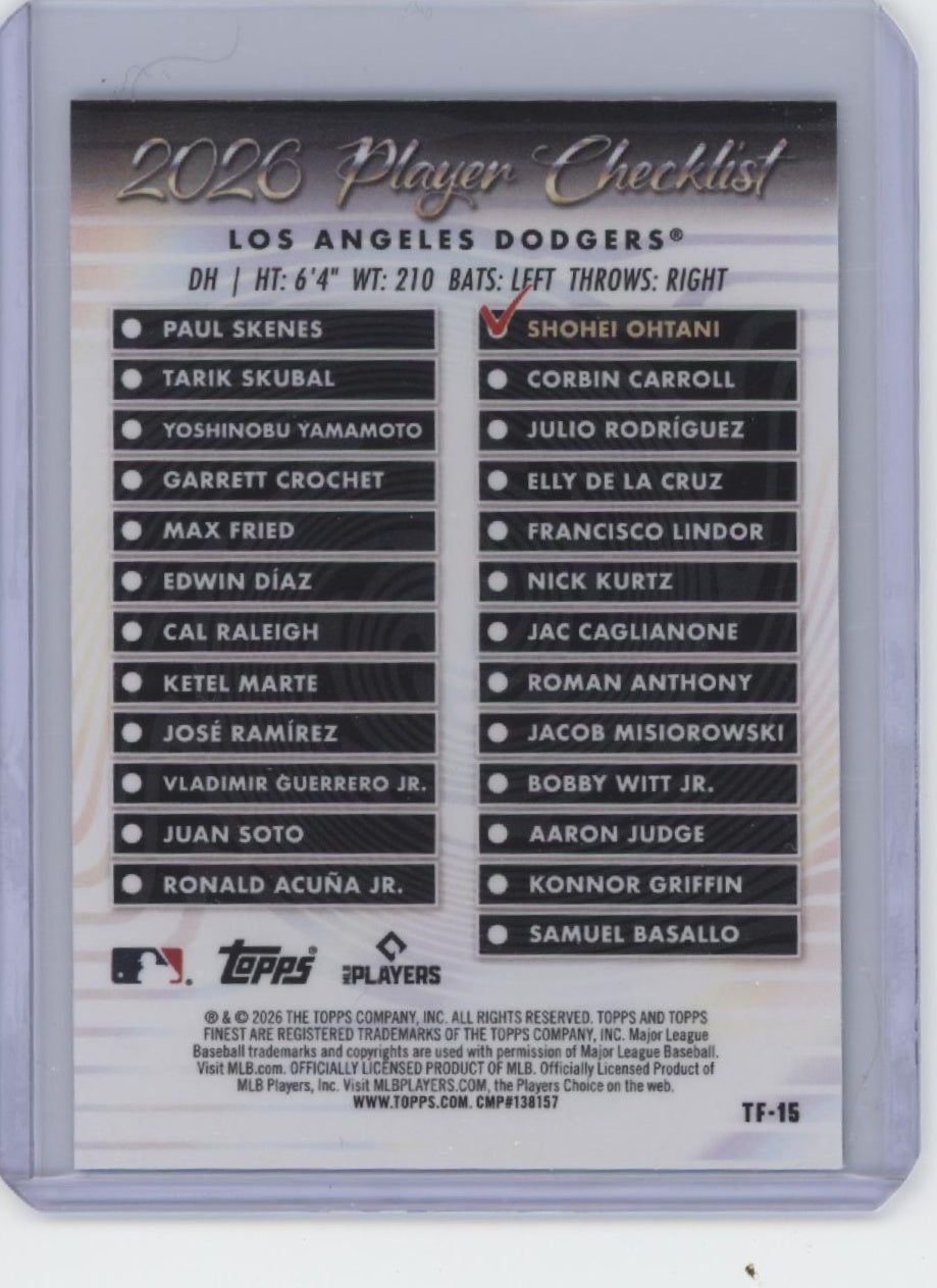 2026 Finest #TF-15 Shohei Ohtani Topps Team Finest Refractor