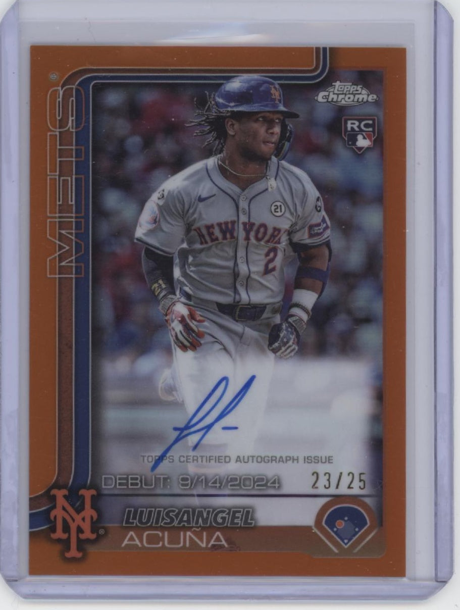 2025 Topps Chrome Update #CRDA-LA Luisangel Acuña Rookie Debut Auto Orange #/25