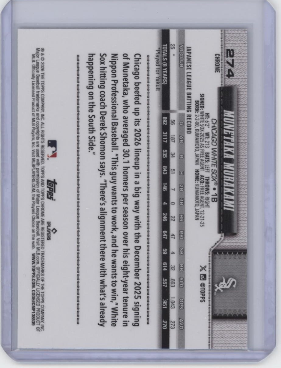 2026 Topps Chrome Logofractor Edition #274 Munetaka Murakami