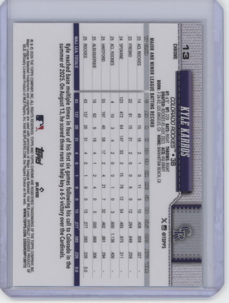 2026 Topps #334 Kyle Karros Lightboard Logo Variation SSP