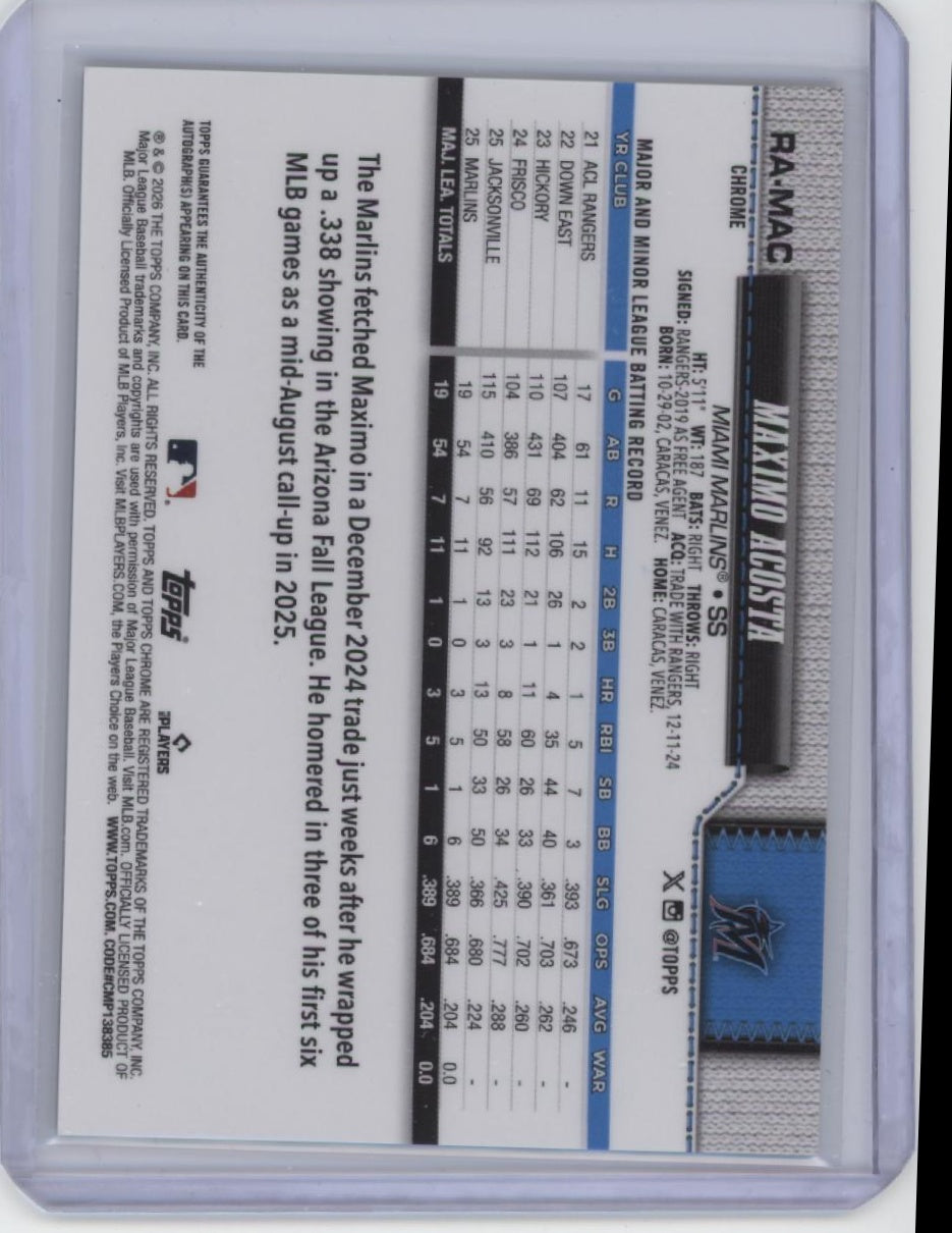 2026 Topps Chrome #RA-MAC Maximo Acosta Rookie Autographs