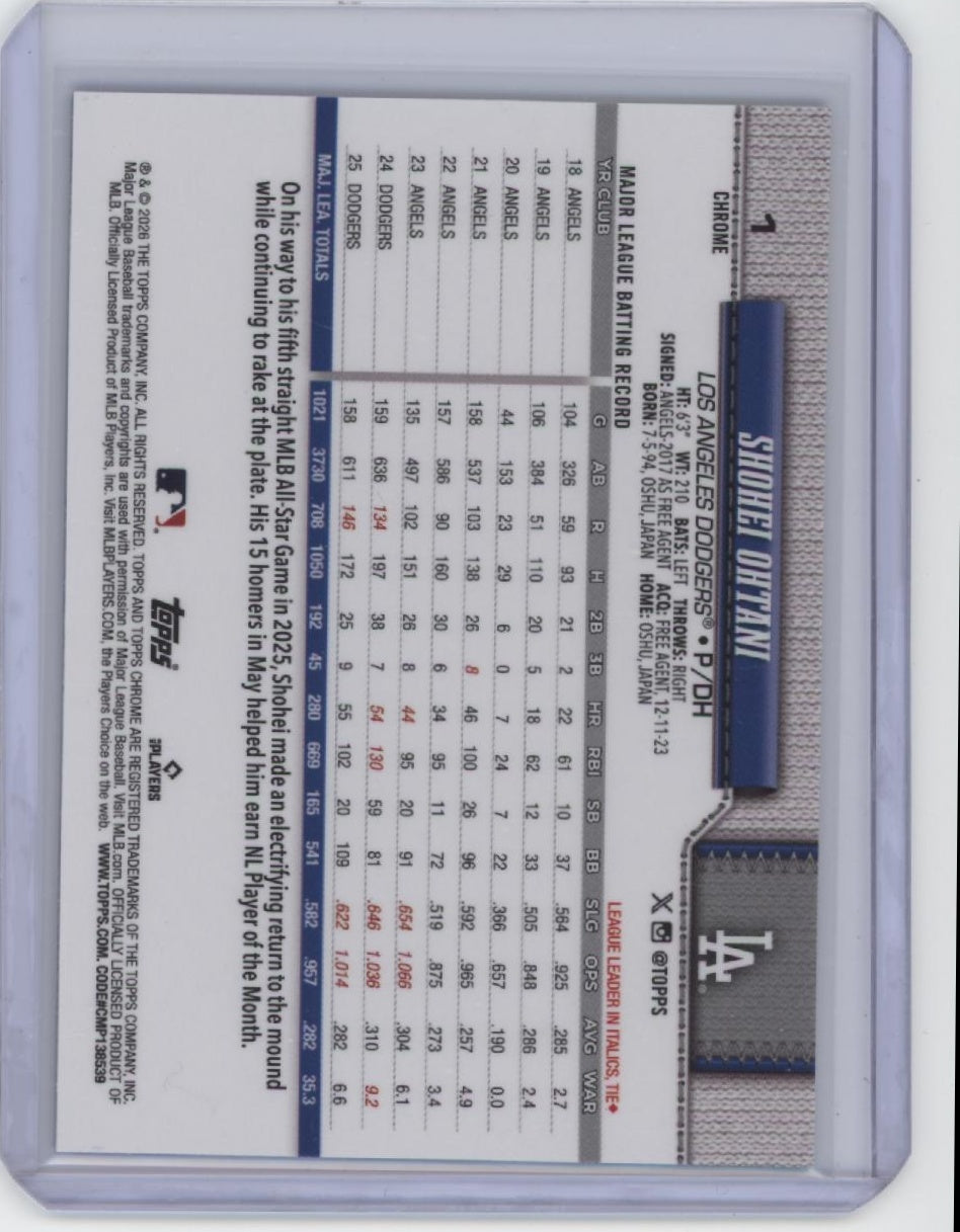 2026 Topps Chrome Logofractor Edition #1 Shohei Ohtani Blue Refractor #/150