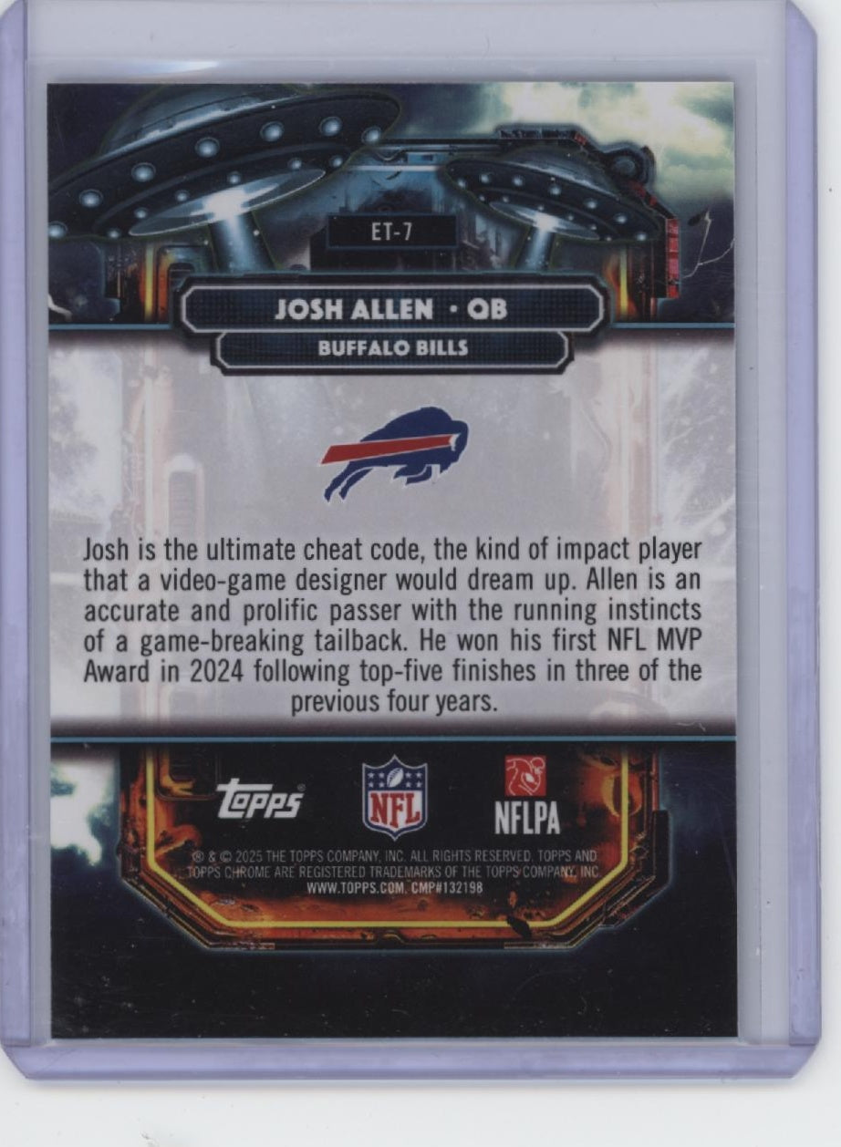 2025 Topps Chrome Cosmic #ET-7 Josh Allen Extraterrestrial Talent