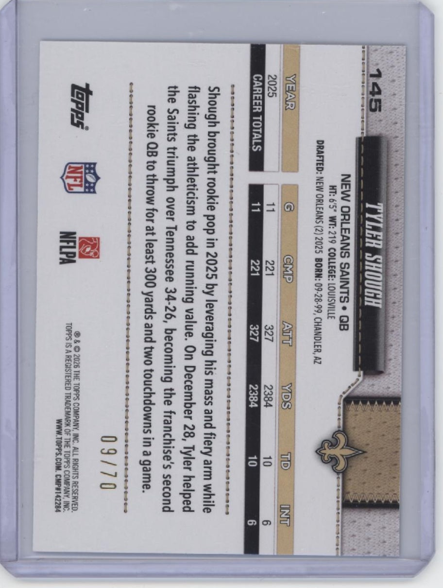 2026 Topps Flagship #145 Tyler Shough Black #/70