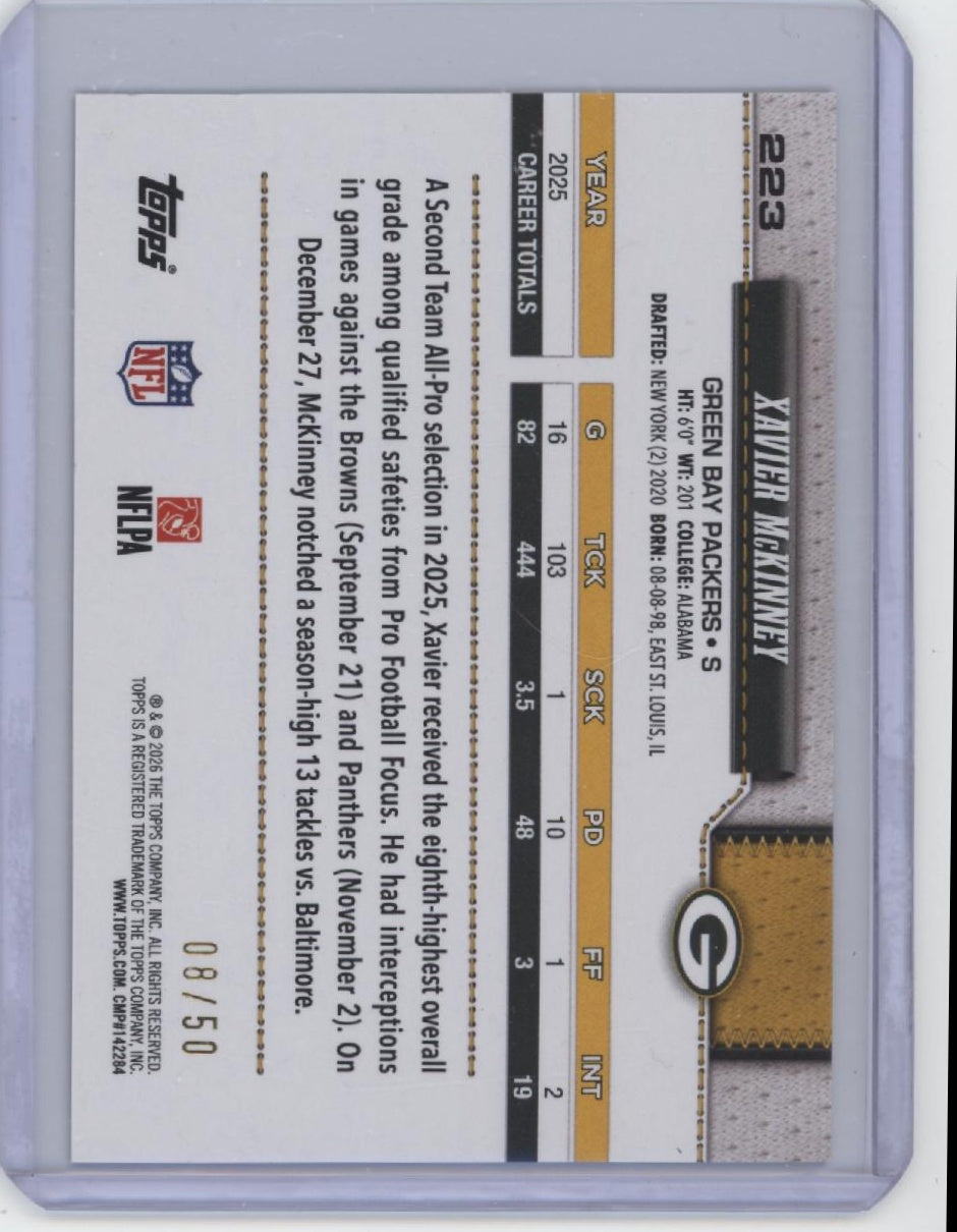 2026 Topps Flagship #223 Xavier McKinney Black #/70