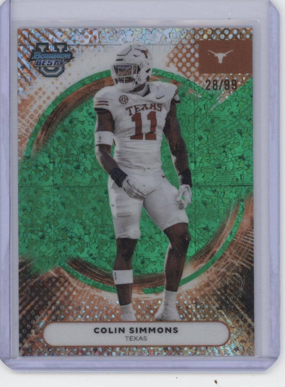 2025 Bowman University Best #58 Colin Simmons Green Mini-Diamond #/99