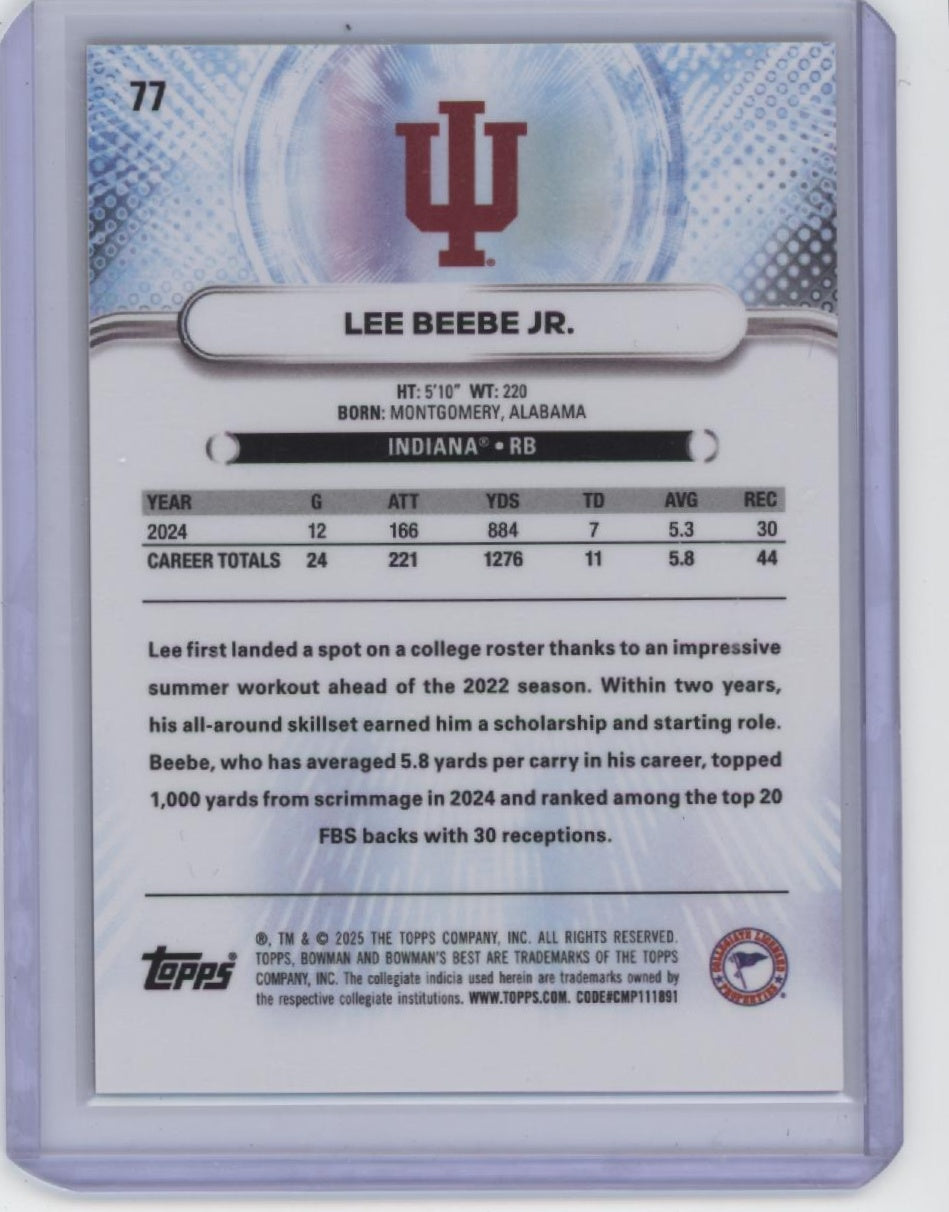 2025 Bowman University Best #77 Lee Beebe Jr. Gold #/50