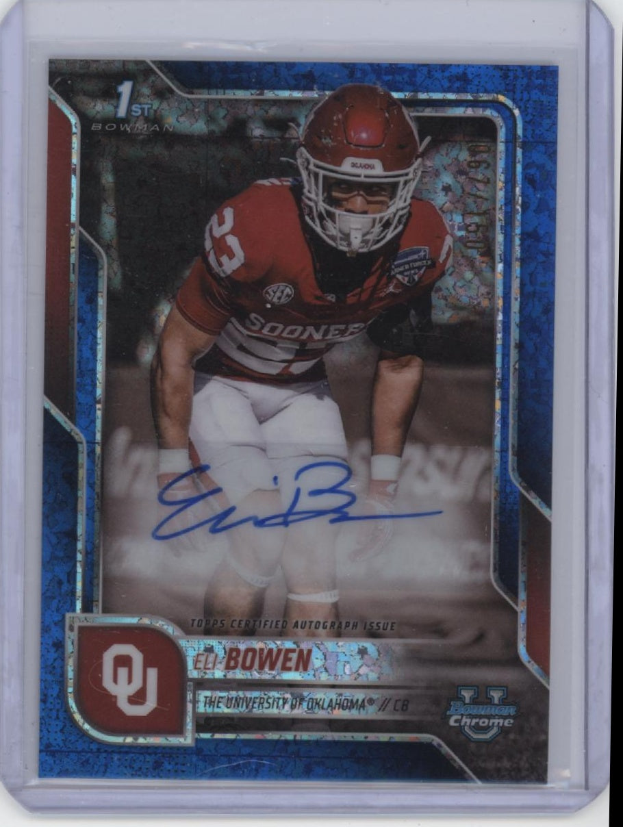 2025 Bowman University Chrome #BCA-ELI Eli Bowen Autographs Blue Refractor #/150