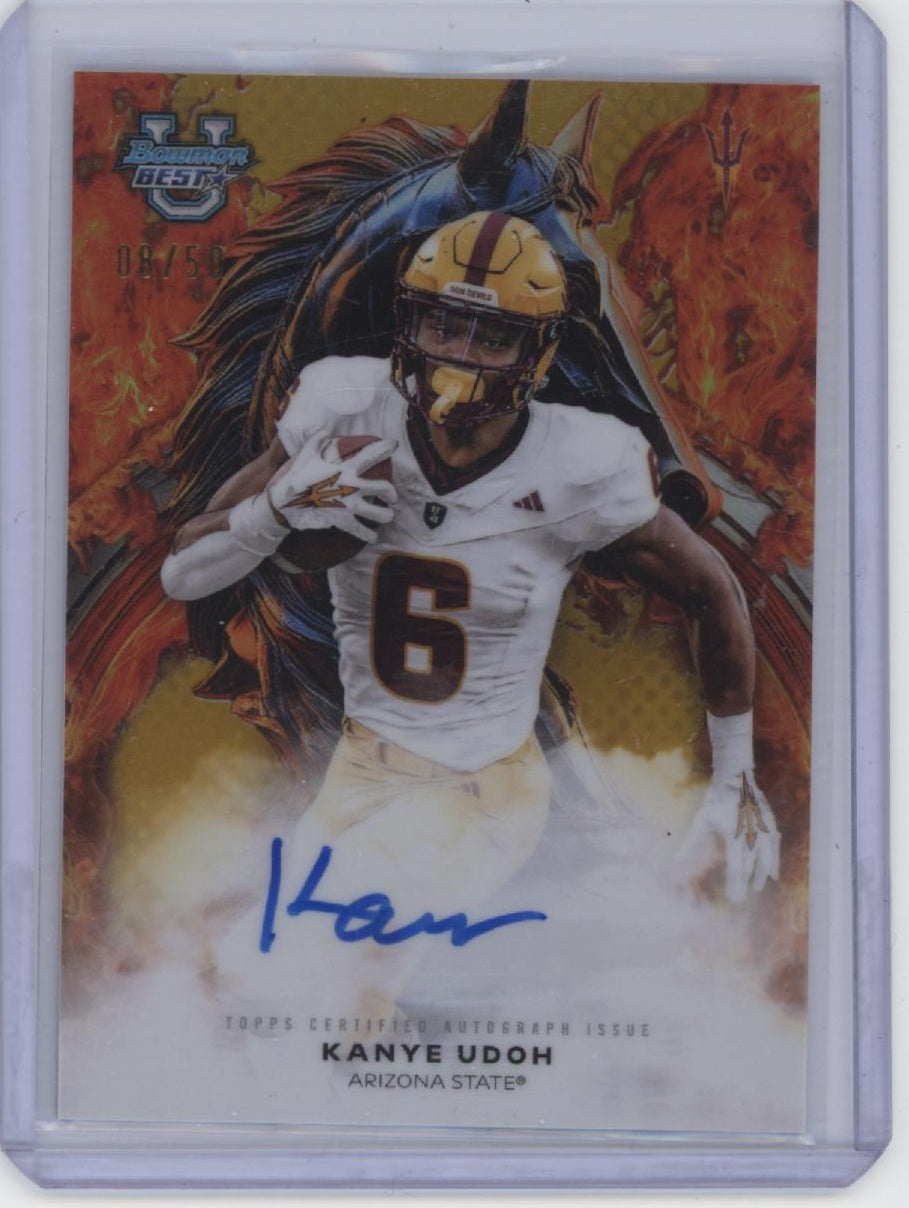 2025 Bowman University Best #WA-KU Kanye Udoh Workhorse Autographs Gold #/50