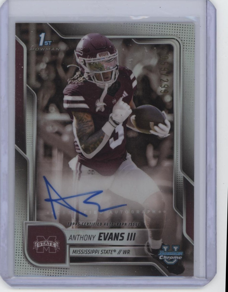 2025 Bowman University Chrome #BCA-AE Anthony Evans III Auto Refractor #/299