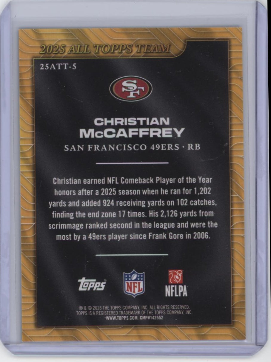 2026 Topps Flagship #25ATT-5 Christian McCaffrey 2025 All Topps Team