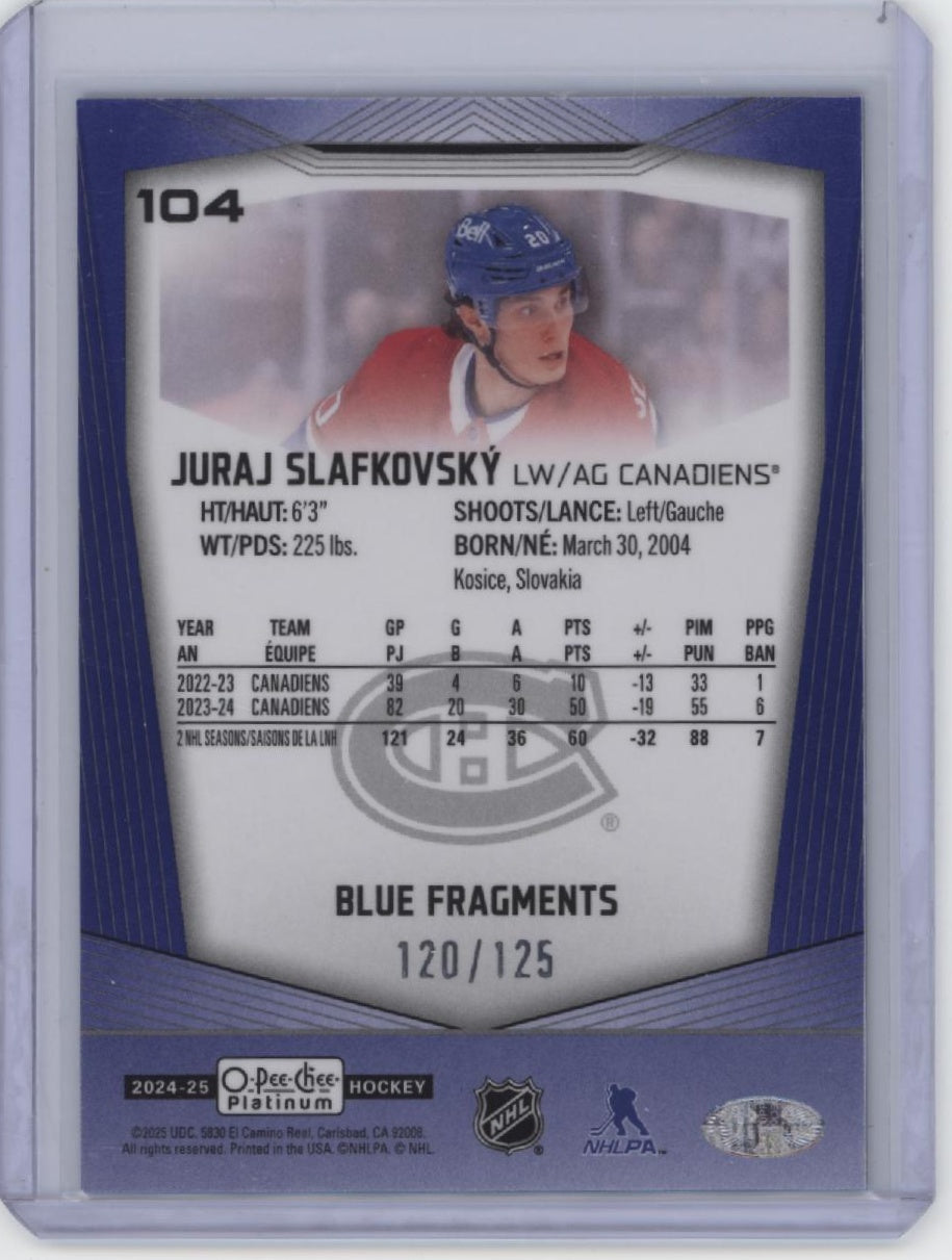 2024-25 O-Pee-Chee Platinum #104 Juraj Slafkovsky Blue Fragments #/125