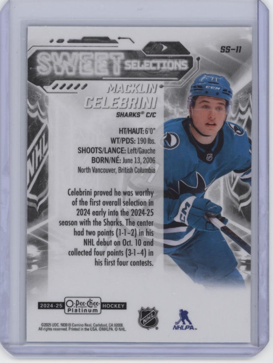 2024-25 O-Pee-Chee Platinum #SS-11 Macklin Celebrini Sweet Selections