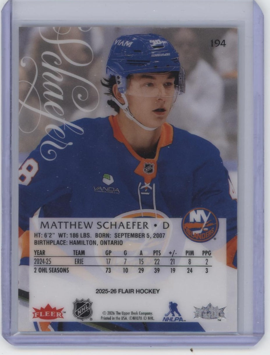 2025-26 Flair #194 Matthew Schaefer