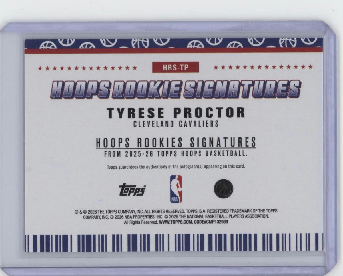 2025-26 Topps NBA Hoops #HRS-TP Tyrese Proctor Hoops Rookie Signatures