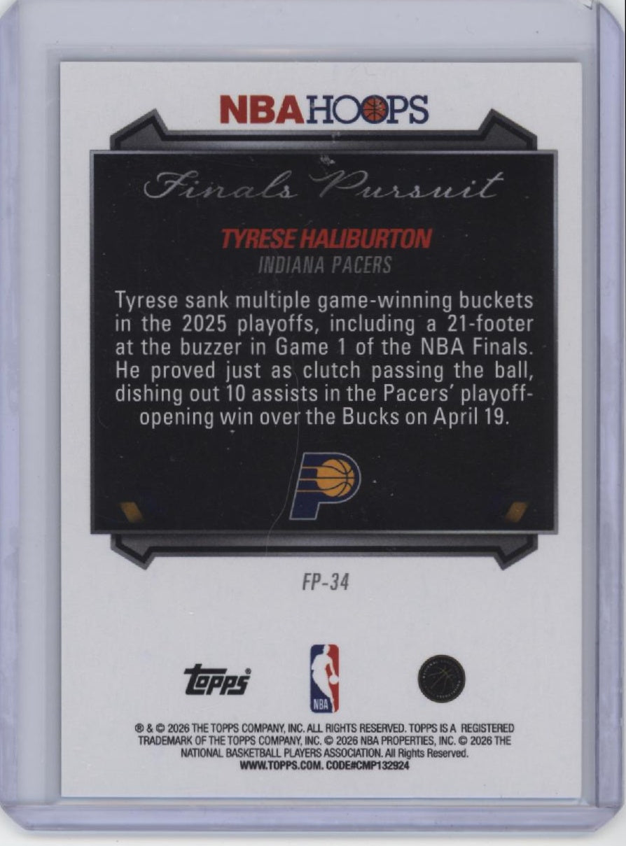 2025-26 Topps Hoops #FP-34 Tyrese Haliburton Finals Pursuit NBA Champion Players