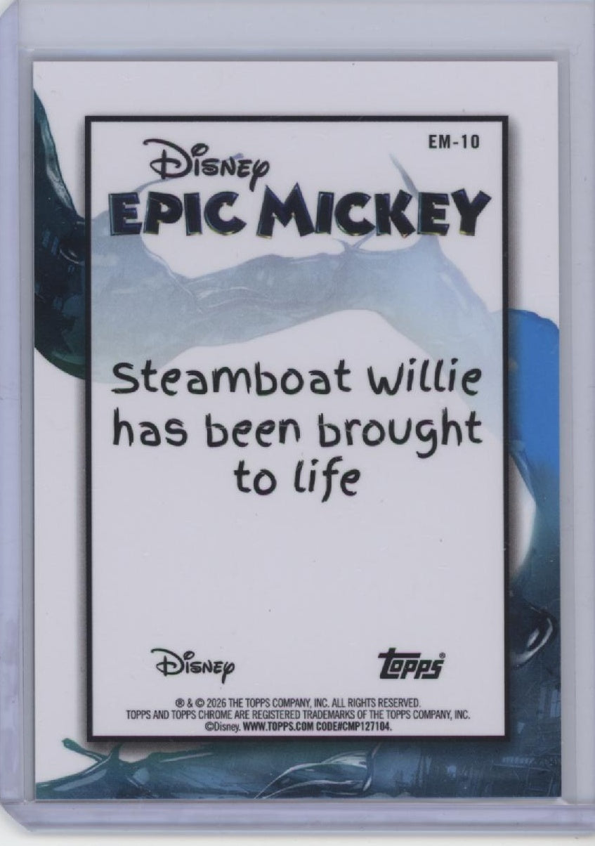 2026 Topps Disney Neon #EM-10 Steamboat Willie Epic Mickey