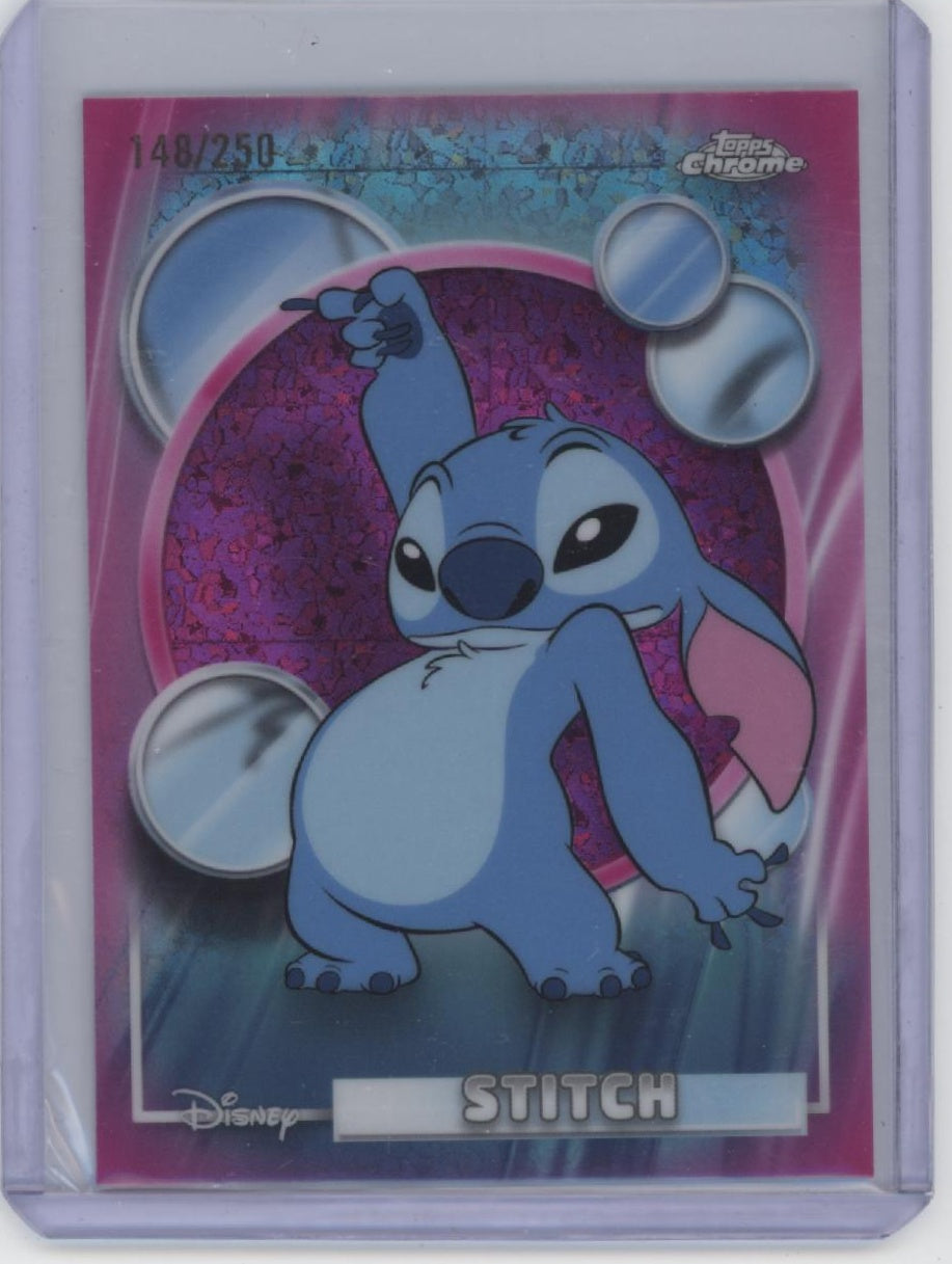 2026 Topps Chrome Disney #150 Stitch Pink Mini-Diamond Refractor