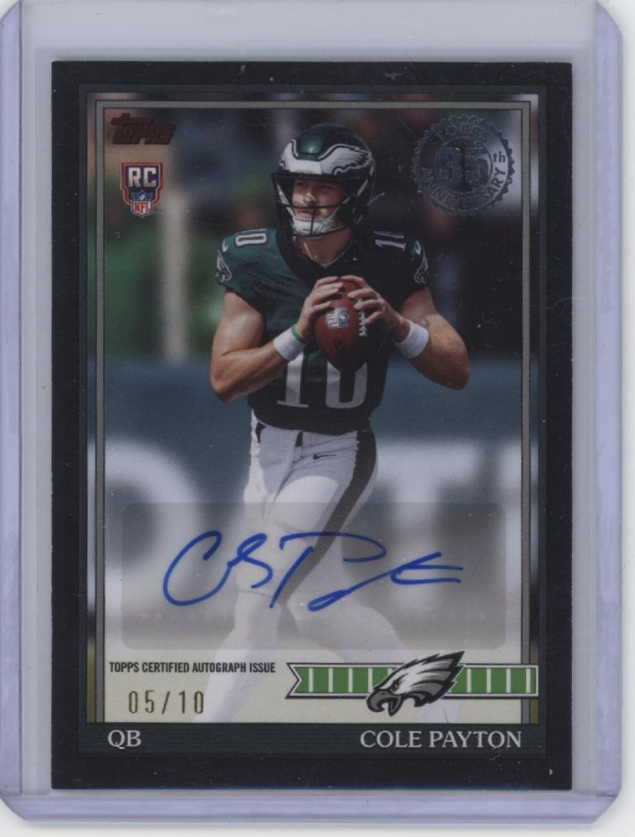 2026 Topps #91FRA-CP Cole Payton 1991 Topps Football 35th Anniversary Auto  #/10