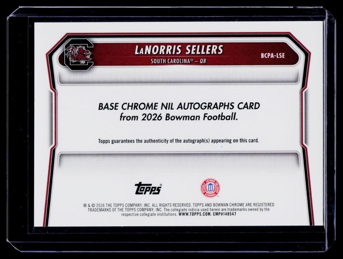2026 Bowman #BCPA-LSE LaNorris Sellers Chrome Prospect Autographs Gold Mojo /50