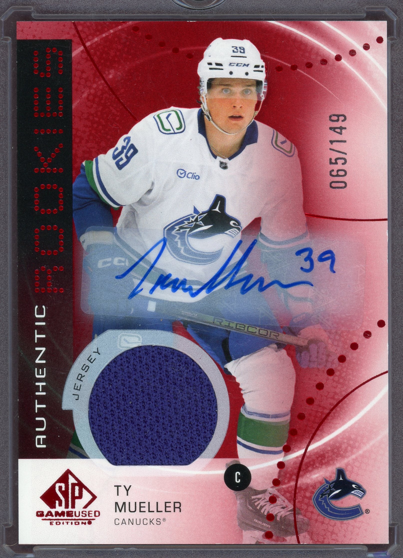 Ty Mueller [Red Autograph Jersey] #AR-TM - Hockey Cards SP Game Used Authentic Rookies