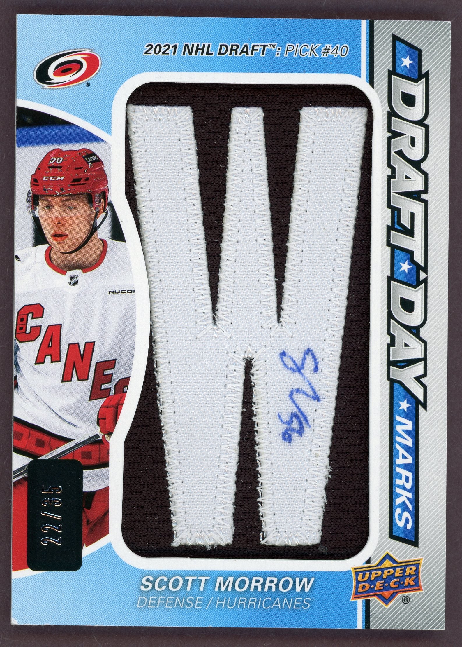 Scott Morrow #DDM-MO - Hockey Cards SP Game Used Draft Day Marks