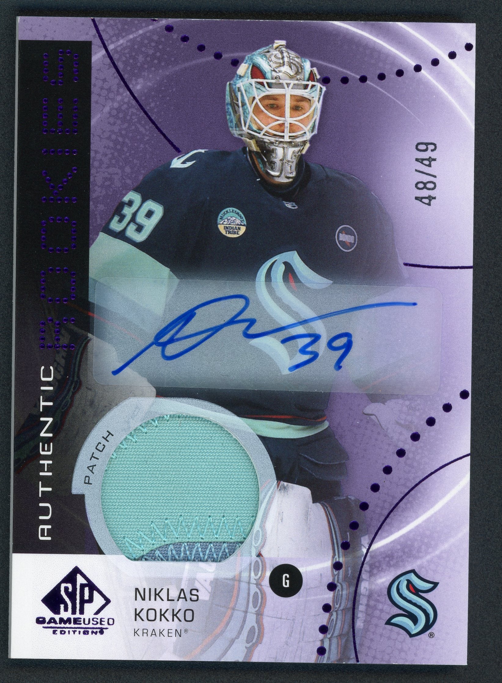 Niklas Kokko [Purple Autograph Patch] #AR-NK - Hockey Cards SP Game Used Authentic Rookies