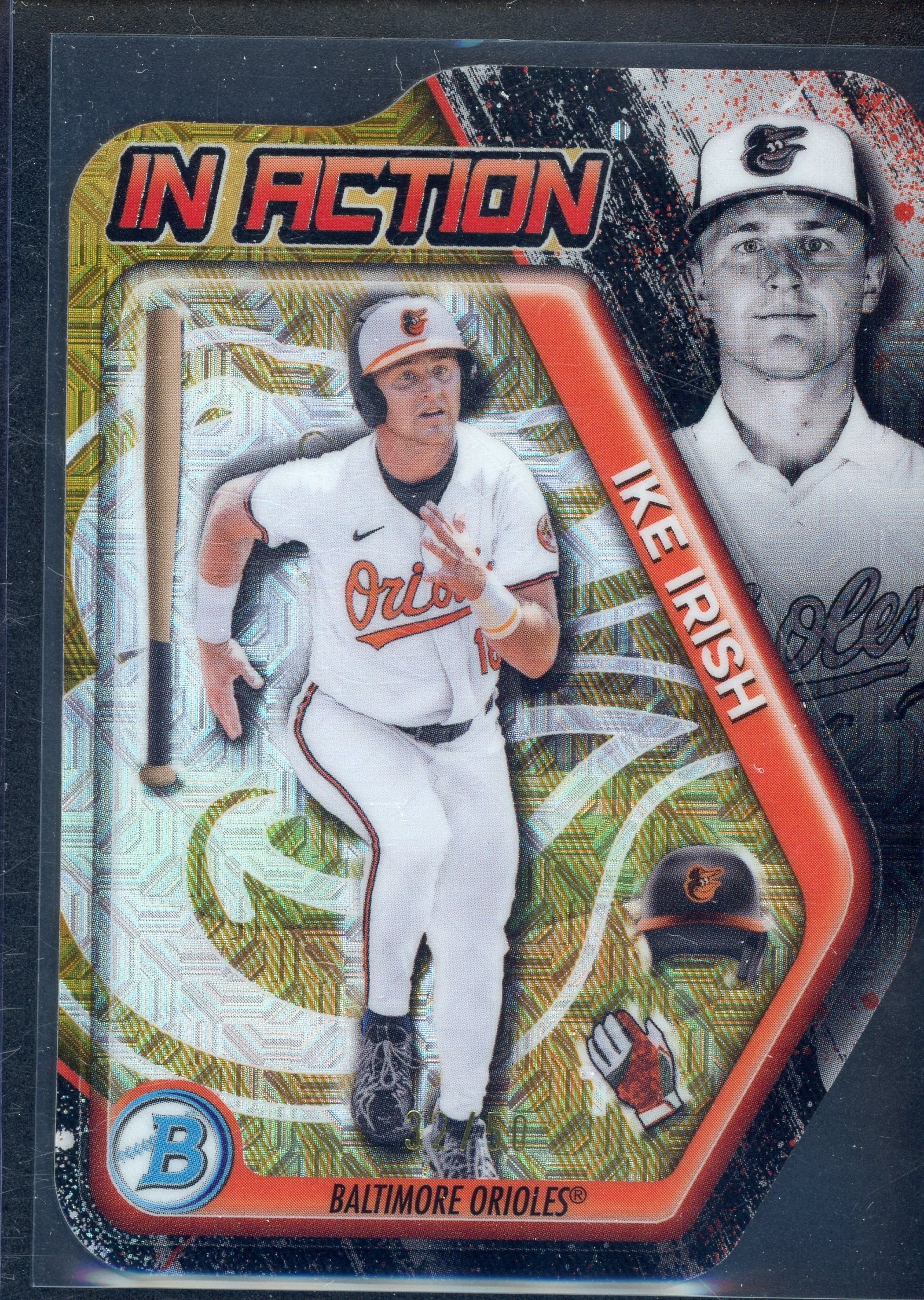 Ike Irish [Gold Refractor] #BIA-17 In Action 1st Bowman Chrome Die Cut
