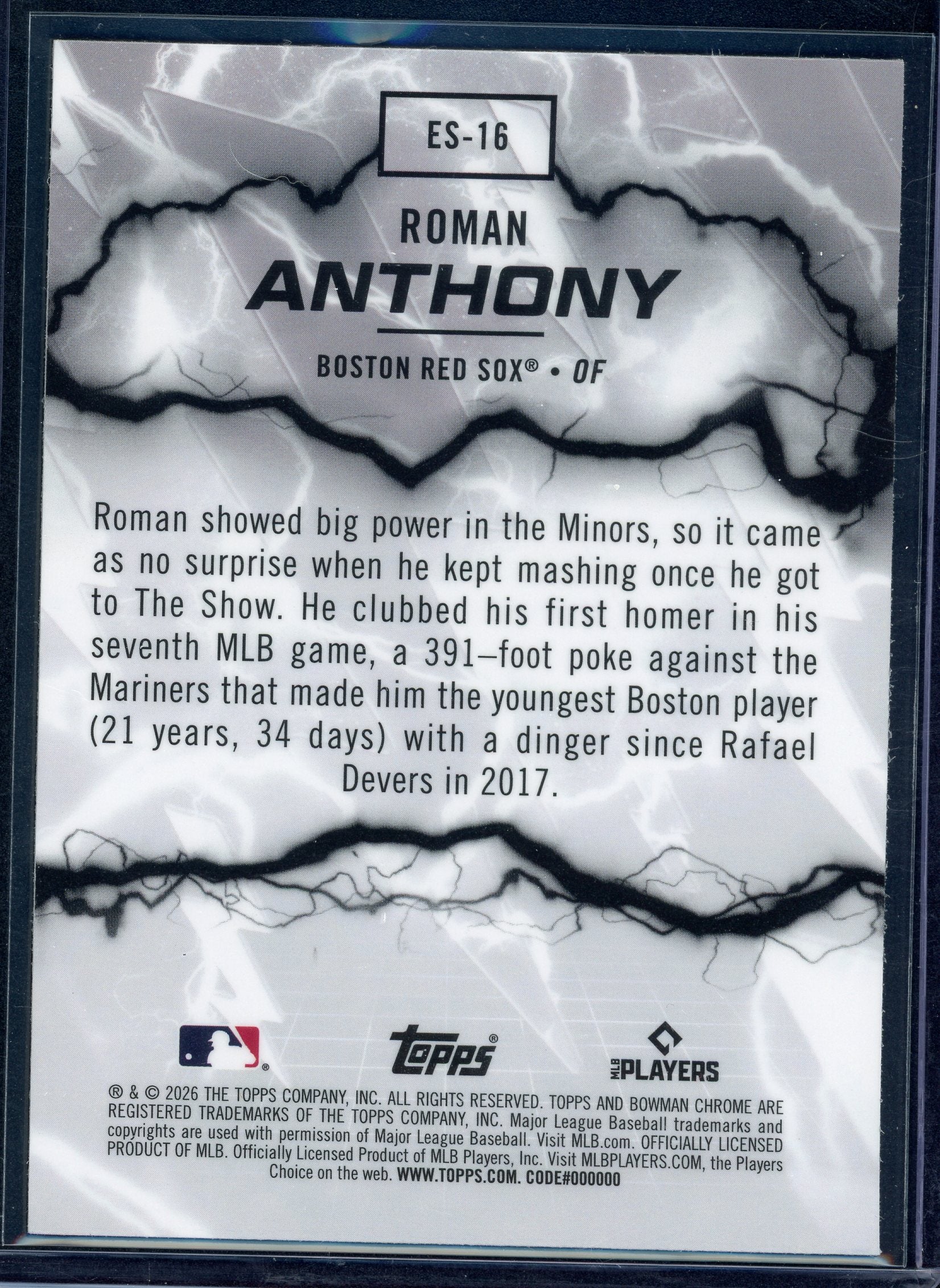 Roman Anthony Eletric Sluggers #ES-16 Bowman Chrome