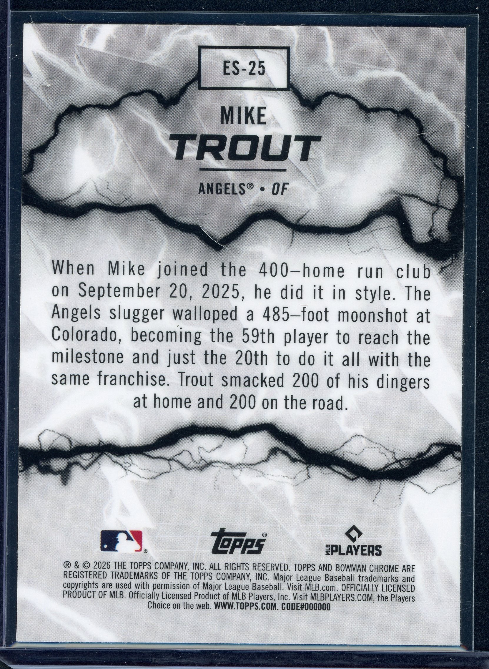 Mike Trout Electric Sluggers #ES-25 Bowman Chrome