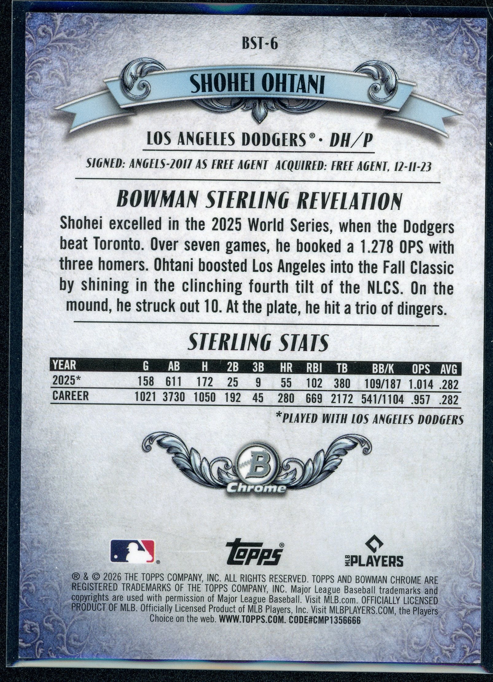 Shohei Ohtani 2026 Bowman [Green Mojo] Sterling